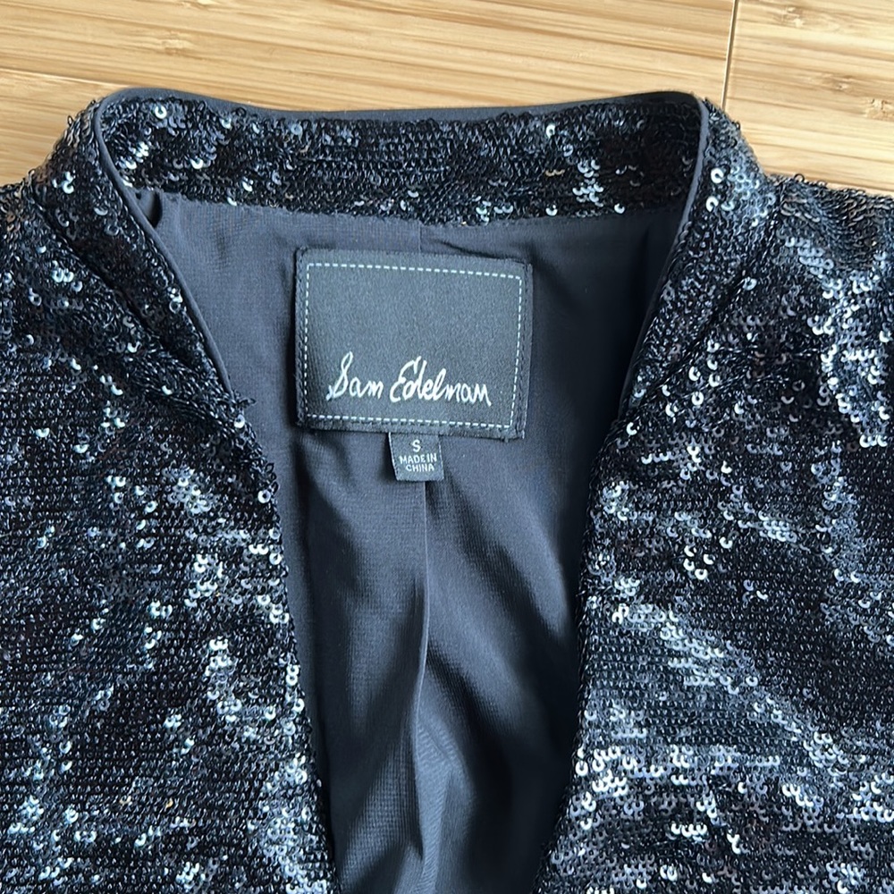 Sam Edelman Black Sequenced Jacket, Size Small - image 2